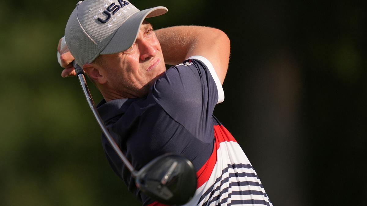 Justin Thomas, en acción, en la pasada Ryder Cup de Nueva York