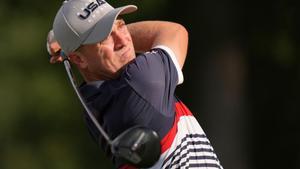 Justin Thomas, en acción, en la pasada Ryder Cup de Nueva York