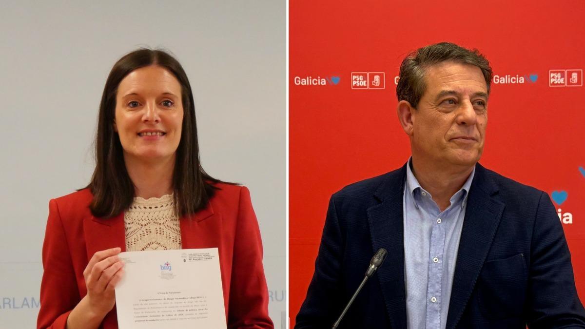 Rodil y Besteiro, este jueves, en sus respectivas ruedas de prensa en el Parlamento