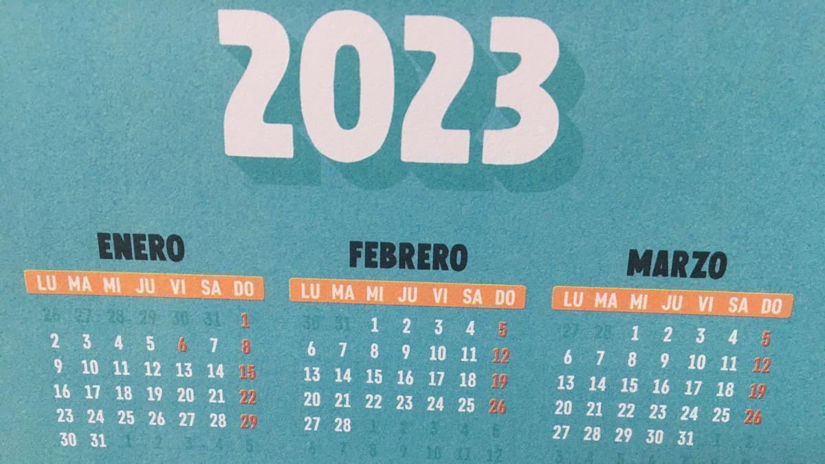 Calendario del próximo año 2023.