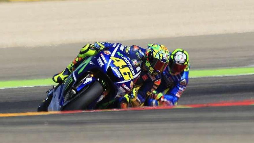 Valentino Rossi, durante la clasificación de ayer en Alcañiz.