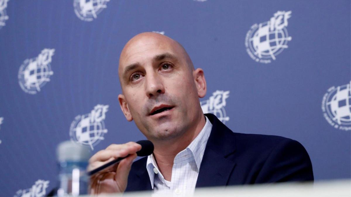 Luis Rubiales, presidente de la RFEF, en una rueda de prensa