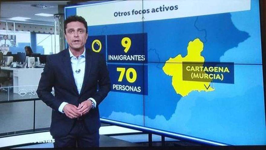 El &#039;resbalón&#039; de Antena 3 al diferenciar entre &quot;inmigrantes&quot; y &quot;personas&quot; cuando trataban los focos en Murcia