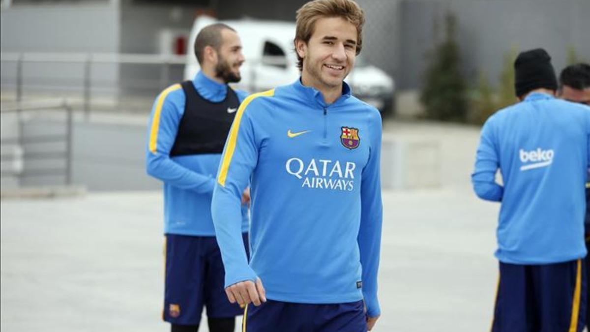 Samper, tras un entrenamiento con el primer equipo