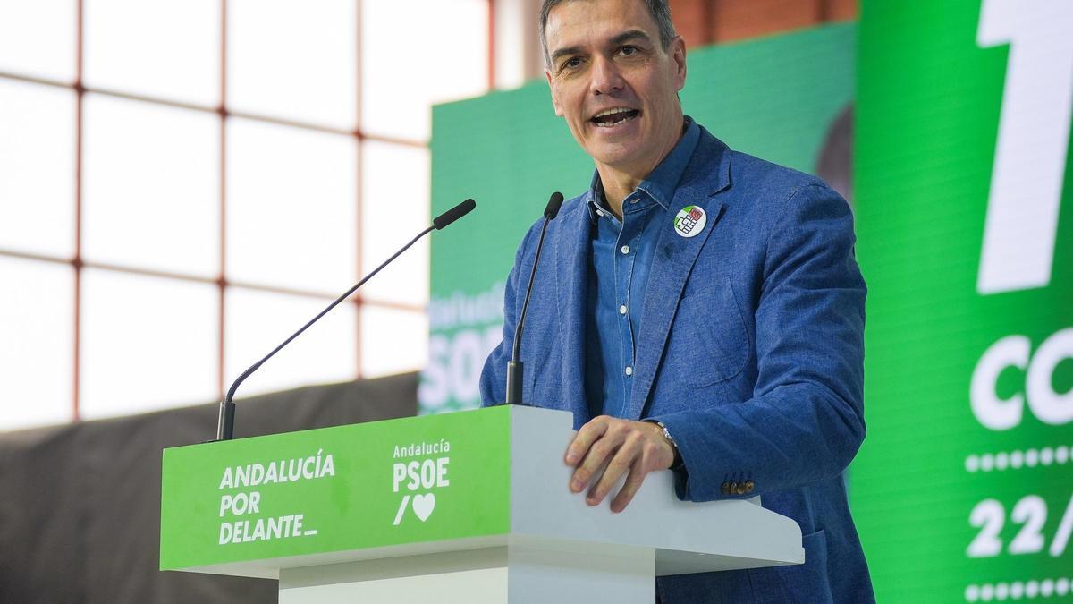 El secretario general del PSOE y presidente del Gobierno, Pedro Sánchez, en la clausura del XV Congreso Regional del PSOE de Andalucía