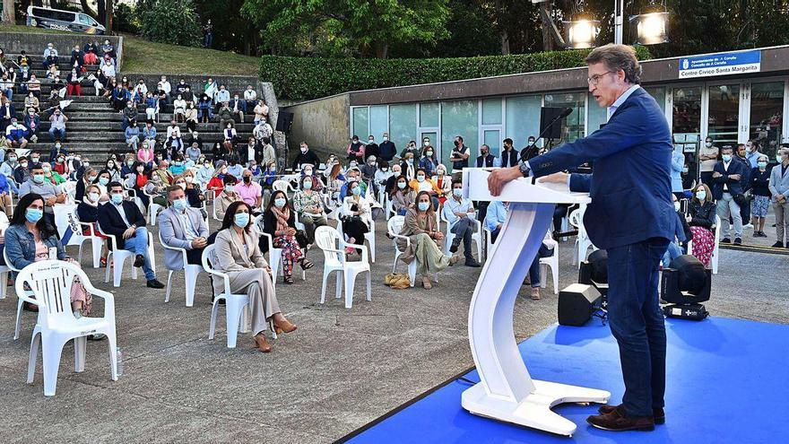 Alberto Núñez Feijóo, ayer durante el mitin de A Coruña de la última jornada de la campaña electoral.