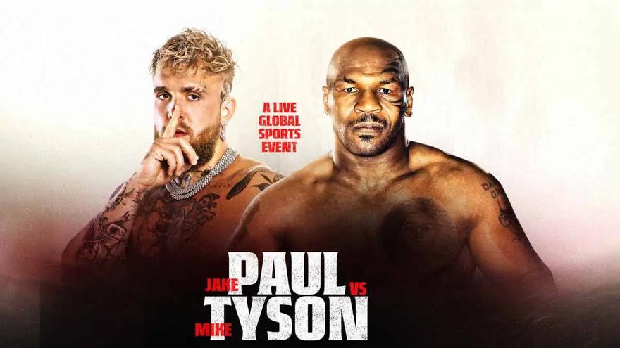 Mike Tyson le cruza la cara a Jake Paul antes de su combate de boxeo