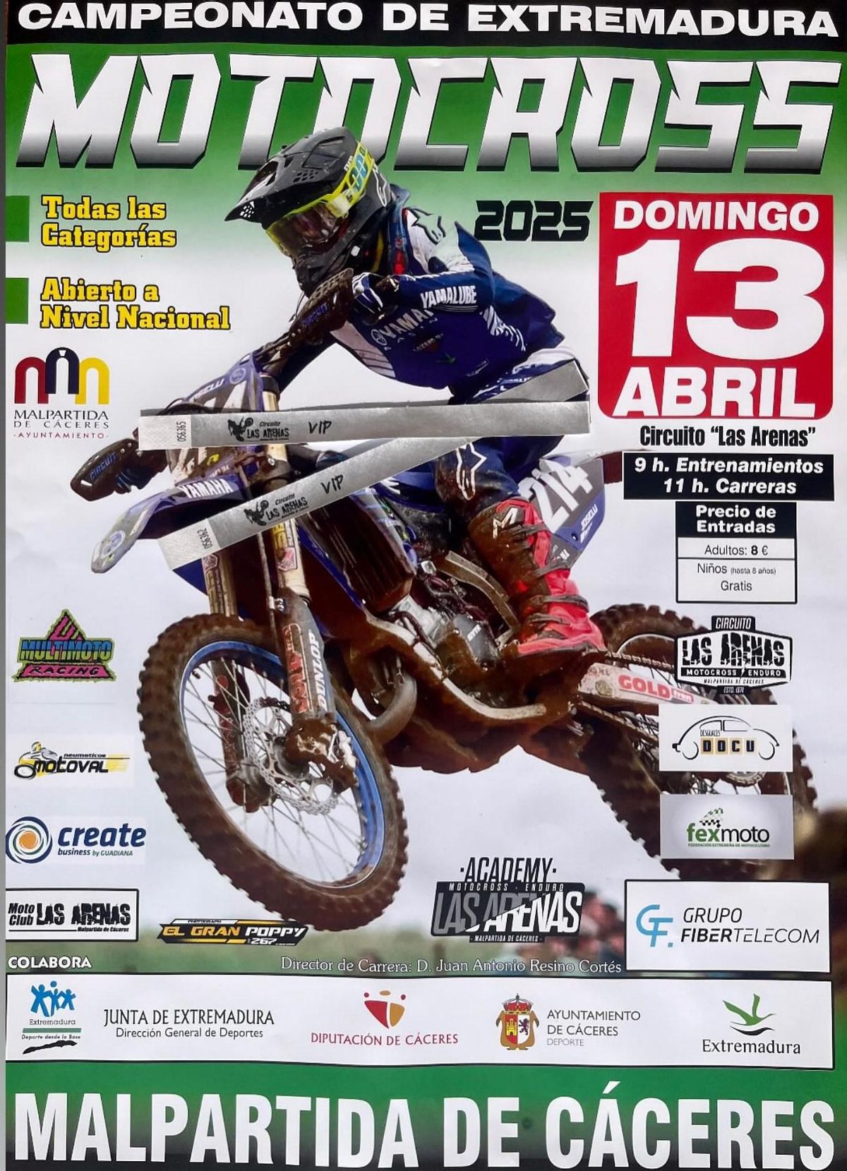 Cartel del Campeonato de Extremadura de Motocross 2025.