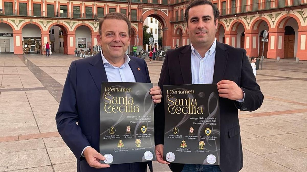 Julián Urbano y Sebastián Giraldo presentan el cartel del concierto de bandas cofrades.