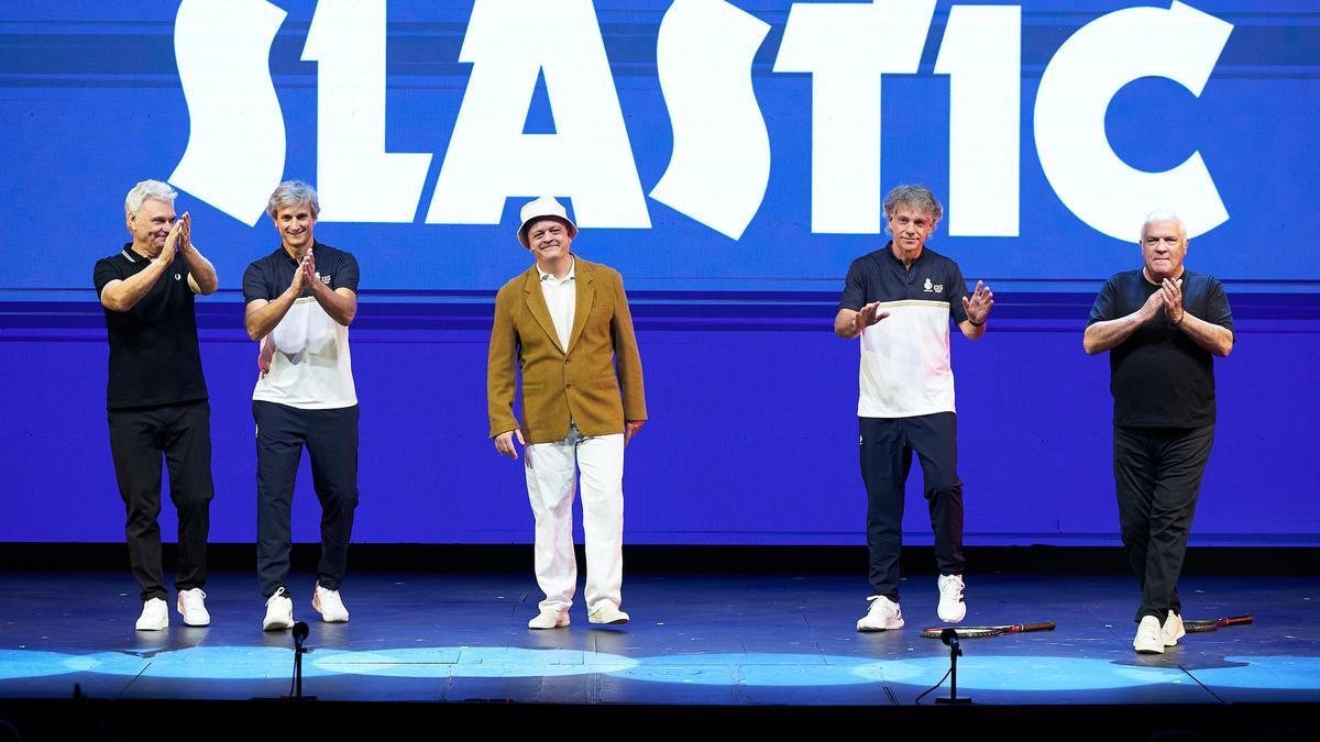 Carles Sans, Carlos Costa, Edu, Javier Sánchez Vicario y Joan Gracia en el Liceu.