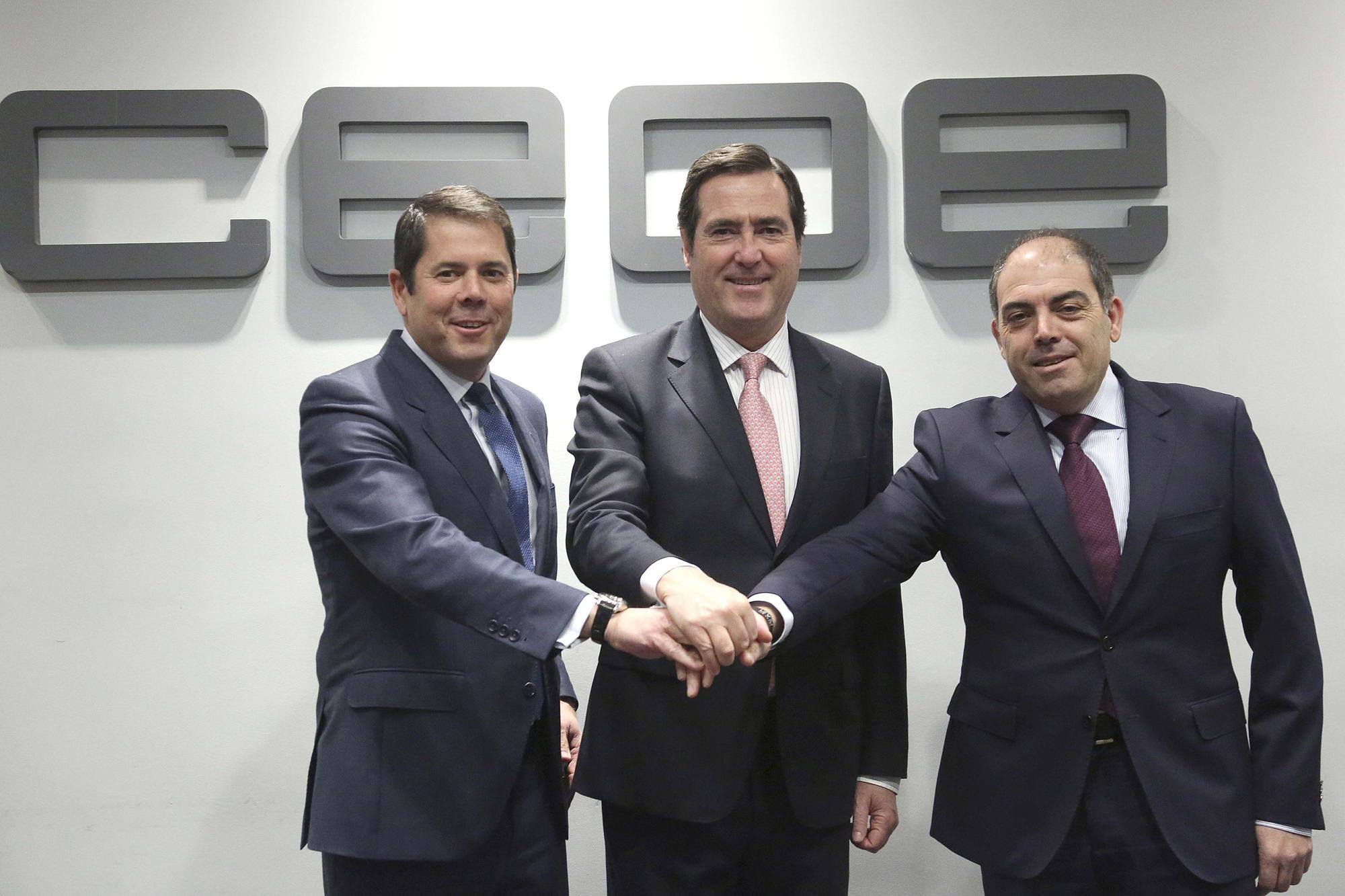 Cuervas (CEPYME), Garamendi (CEOE) y Amor (ATA)