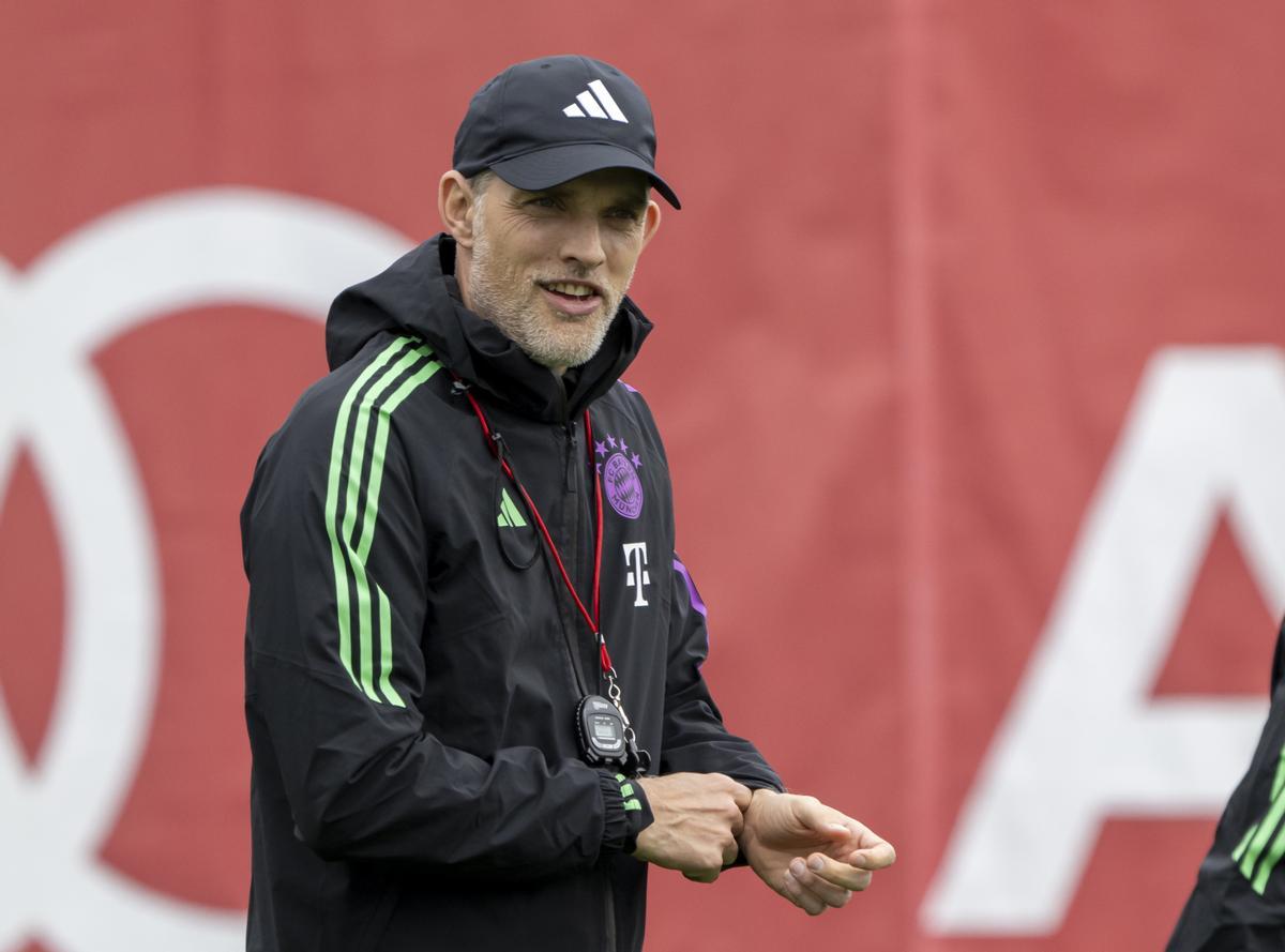 Thomas Tuchel, entrenador alemán del Bayern, en un entrenamiento previo al duelo frente al Real Madrid.