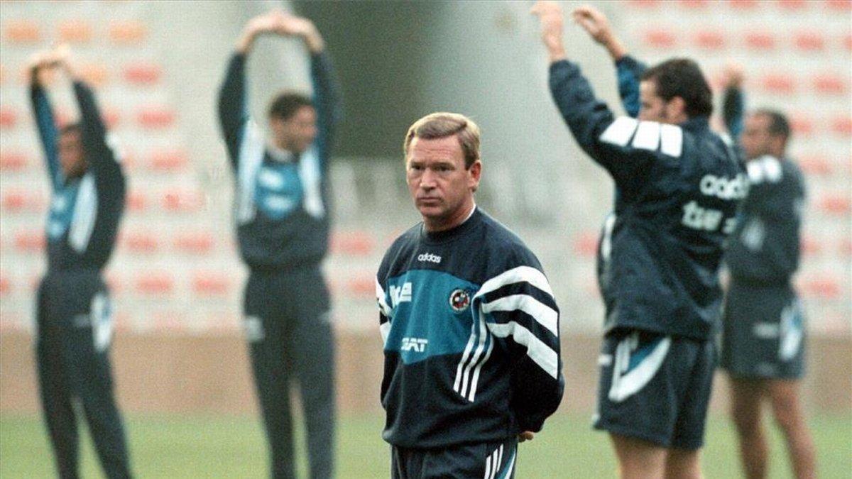 Javier Clemente, en un entrenamiento con la selección española.