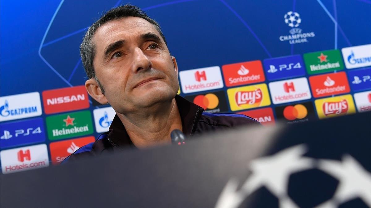 Valverde, en la rueda de prensa previa al partido contra el Slavia.