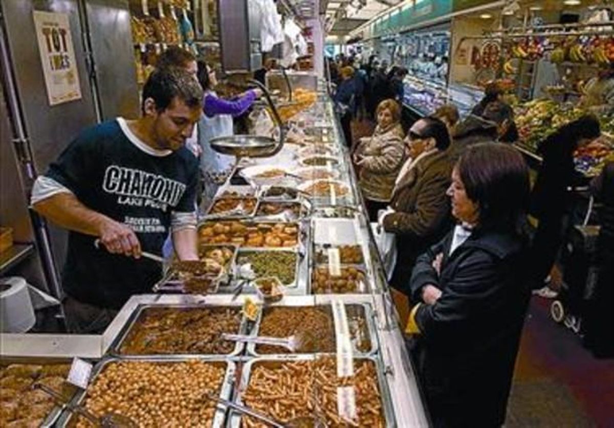 Parada de Llegums. Moliner al mercat de Sant Antoni, dissabte.