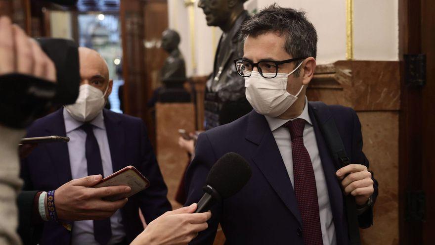 El ministro de Presidencia, Félix Bolaños, este jueves en el Congreso.