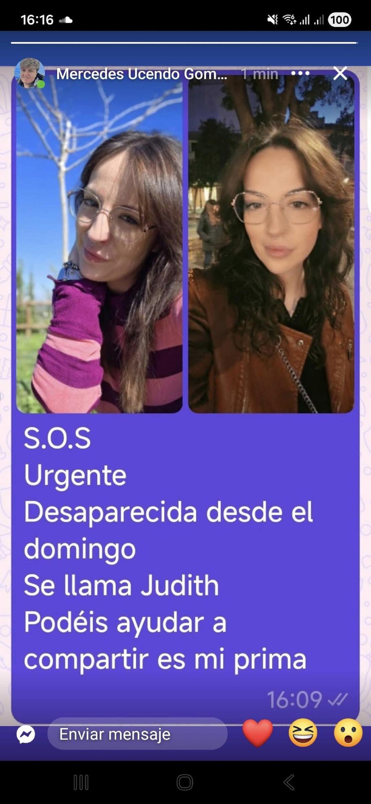 La familia de Judit G.T. confirma que fue vista por última vez el viernes 1 de mayo en Xàtiva