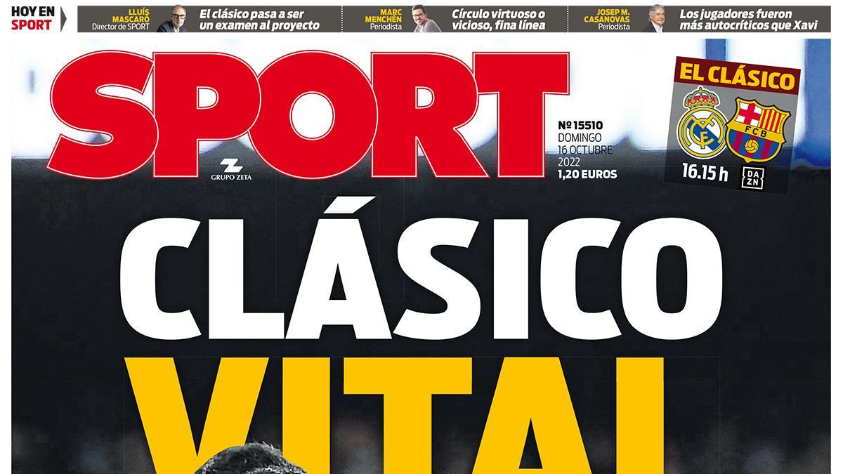 Esta es la portada de SPORT de este domingo 16 de octubre