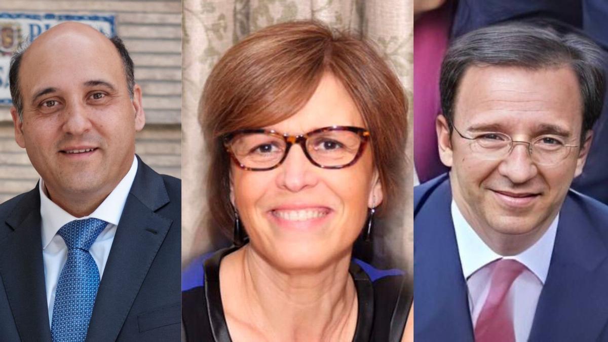 Jesús Royo, Anabel Beltrán y Antonio Cendoya, candidatos propuestos por PP, PSOE y Vox, respectivamente, para dirigir la Cámara de Cuentas de Aragón.