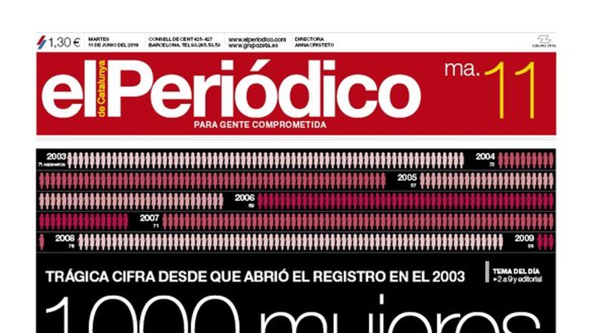 La portada EL PERIÓDICO del 11 de junio del 2019.