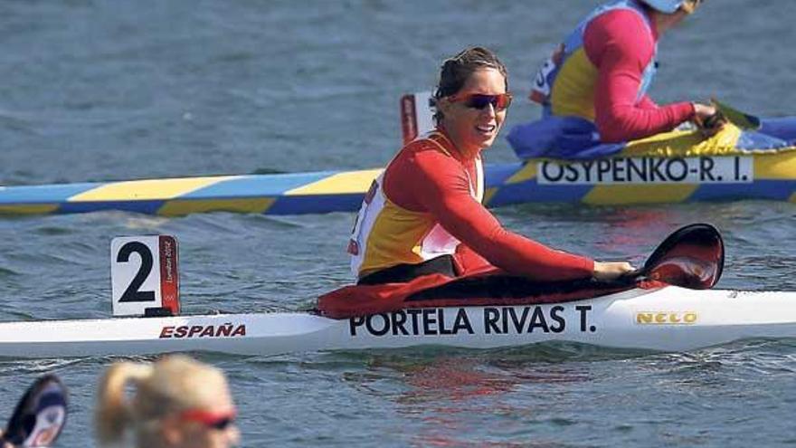 Teresa Portela, durante la final del K-1 200 de los Juegos de Londres en las instalaciones de Eton Dorney. // Kai Försterling