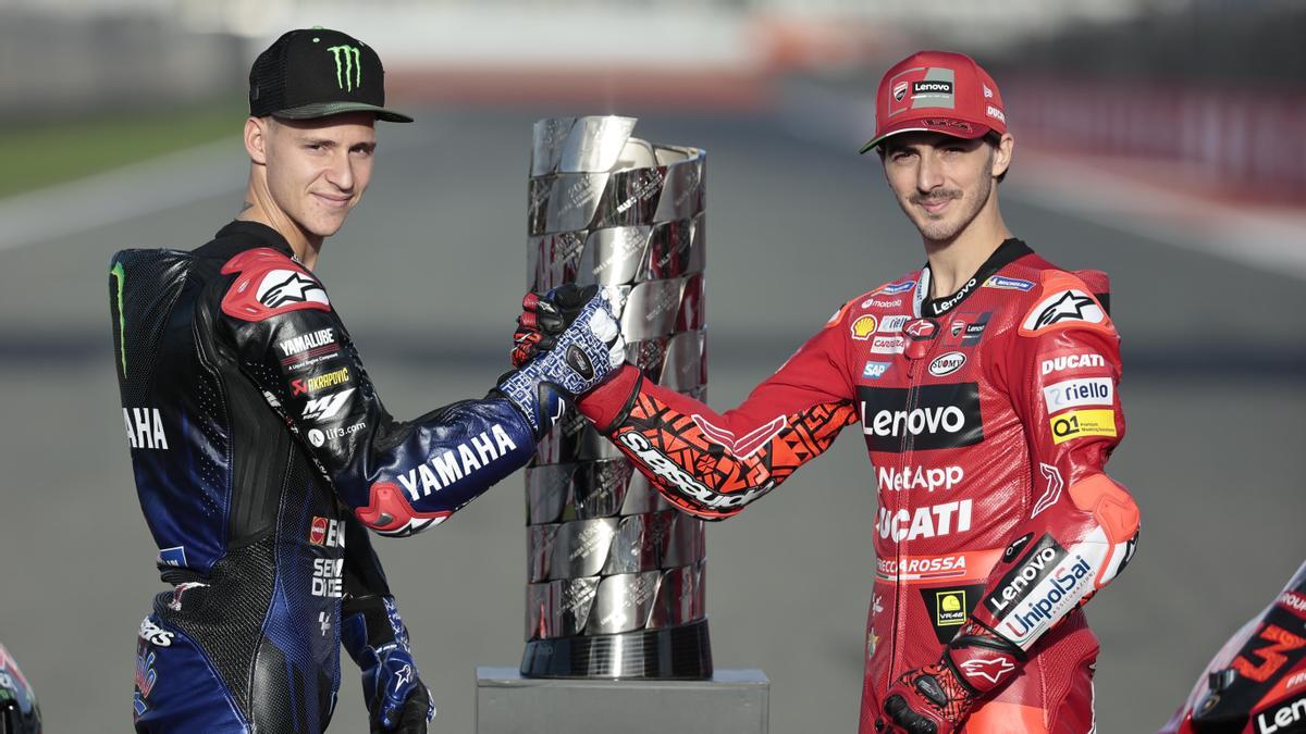 Francesco Bagnaia (Ducati) y Fabio Quartararo (Yamaha).