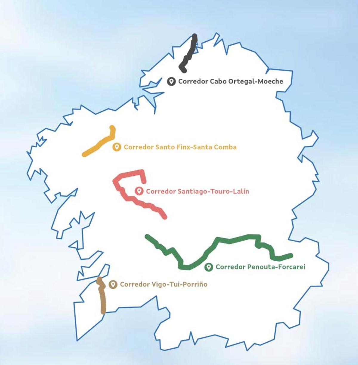 Los cinco corredores metalogenéticos de Galicia