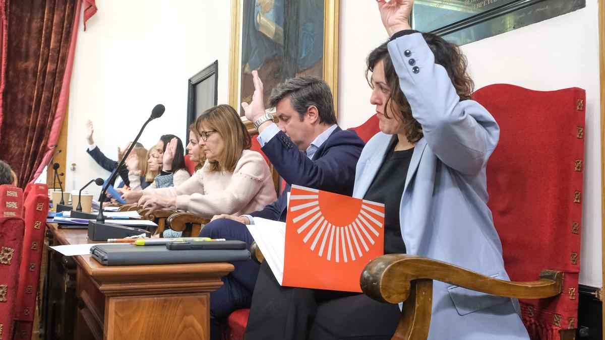 Eva Crisol, en el último pleno al que fue, con una carpeta de Cs, partido que le ha dado la baja.