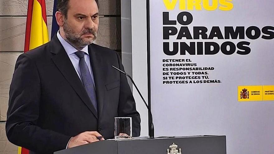 El ministro Ábalos, en la rueda de prensa de ayer.