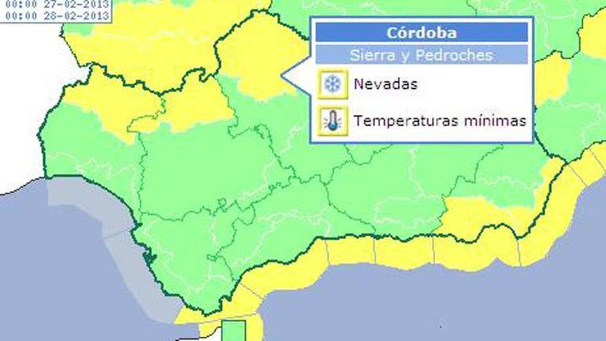 Alerta amarilla por nieve en el norte de Córdoba