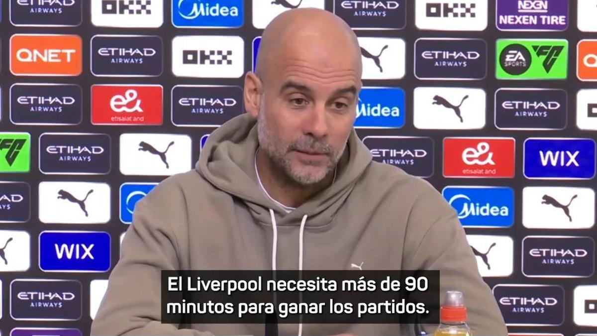 Guardiola: "El Liverpool necesita más de 90 minutos para ganar partidos, el Arsenal solo 25"
