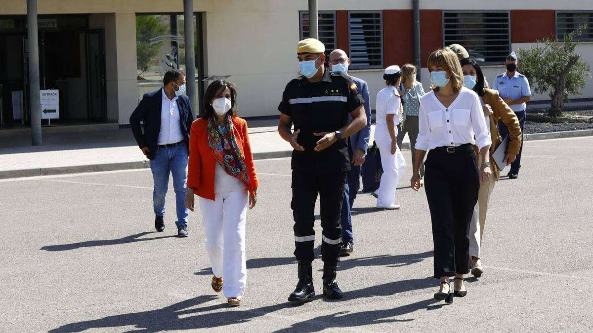 Margarita Robles, Manuel Montero y Pilar Alegría, este lunes