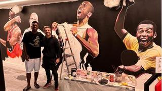 El artista mallorquín René Mäkela pinta un gran mural para Vinicius, la estrella brasileña del Real Madrid