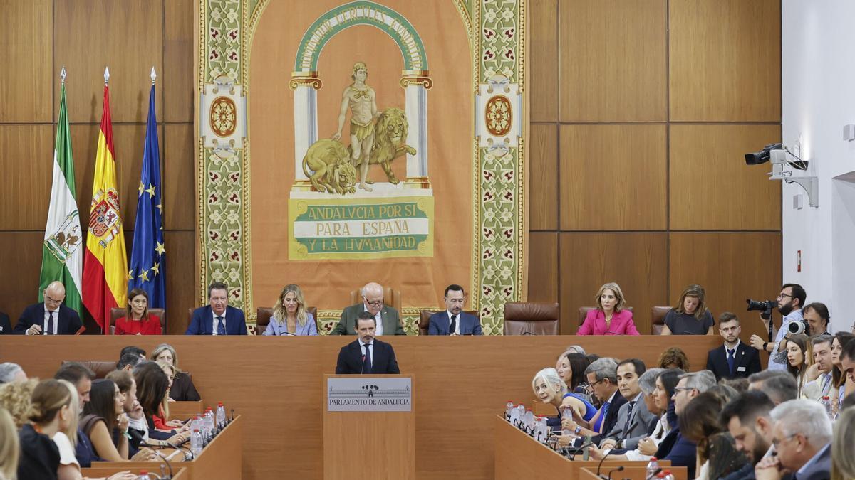 Vista del pleno del parlamento andaluz, en la segunda votación sobre la investidura de Juanma Moreno.