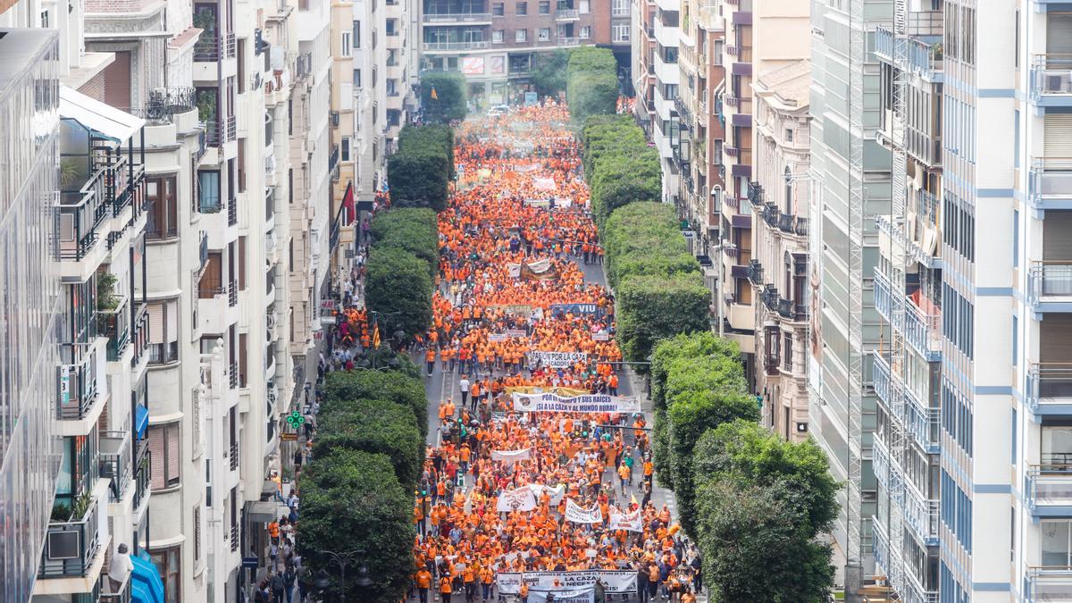 Imagen de la manifestación por la caza en València