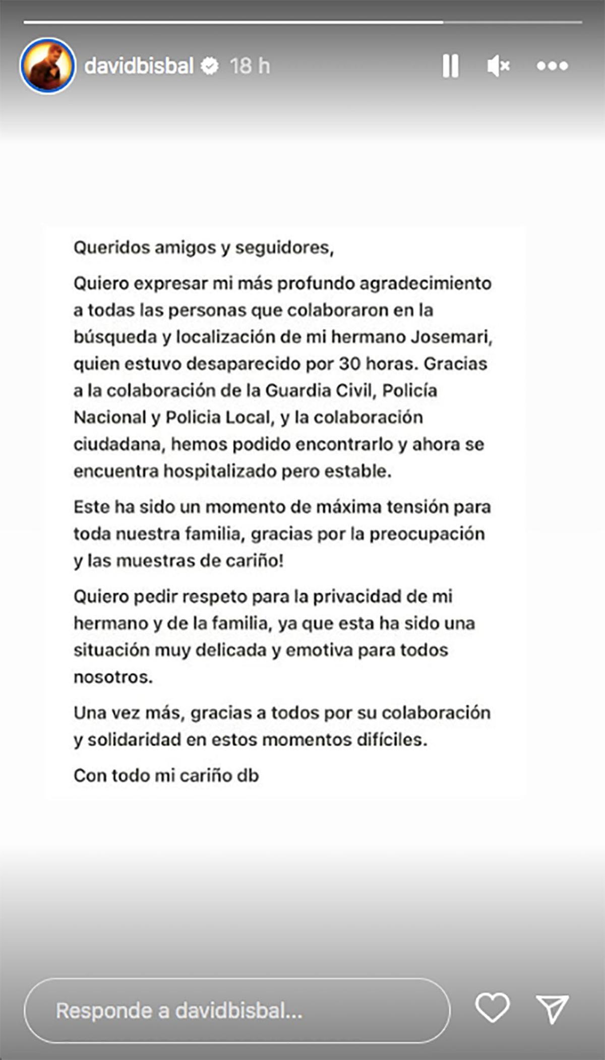 David Bisbal historia Instagram
