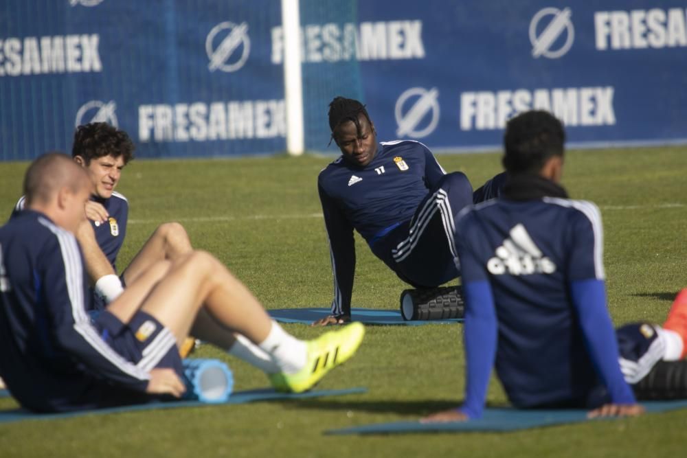 El entrenamiento del Oviedo de esta mañana