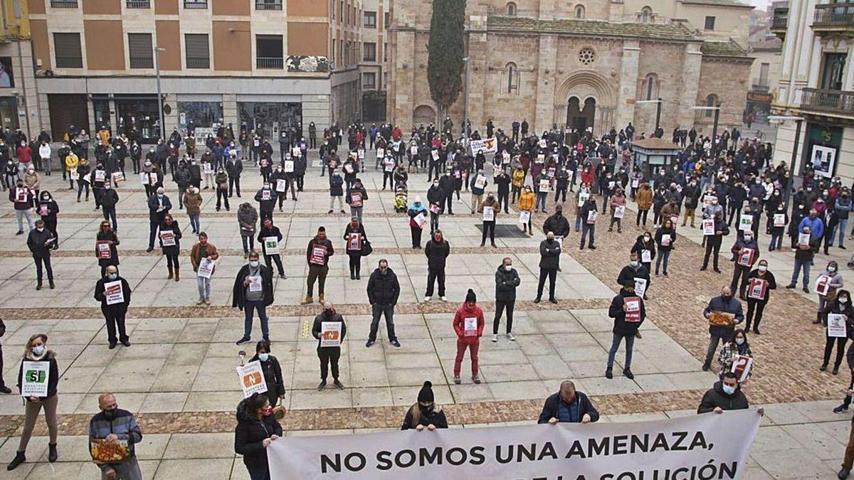 Protesta de hosteleros durante la pandemia.