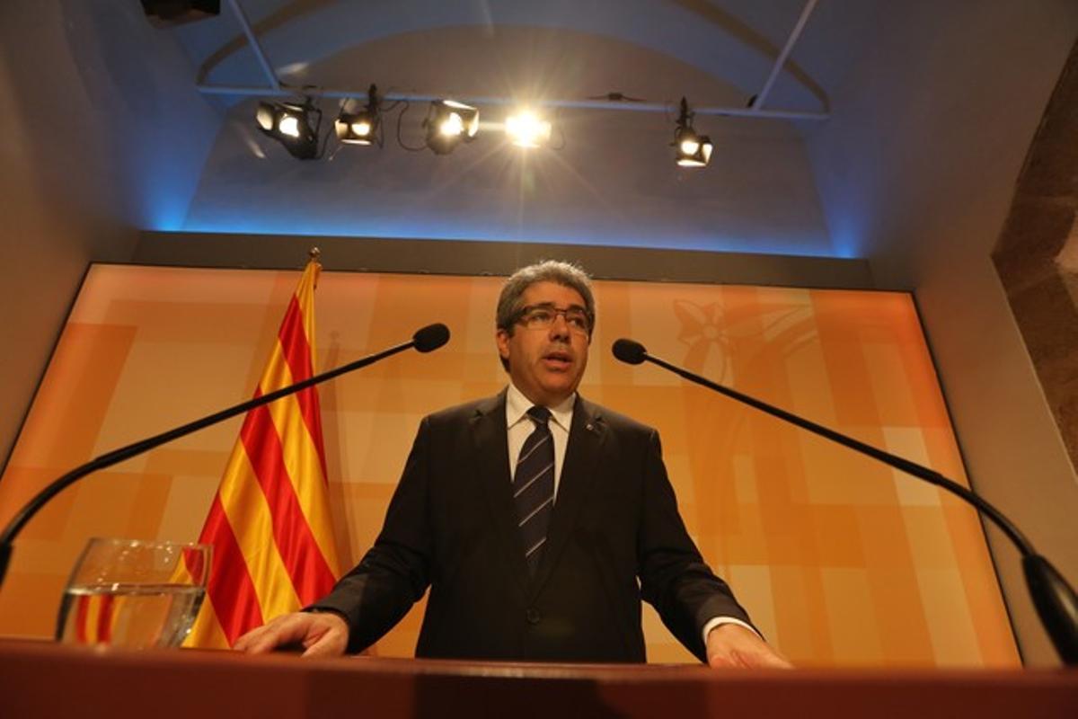 Francesc Homs, en la rueda de prensa posterior al Consell Executiu.