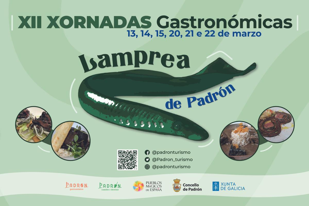Cartel promocional de las Xornadas da Lamprea en Padrón.