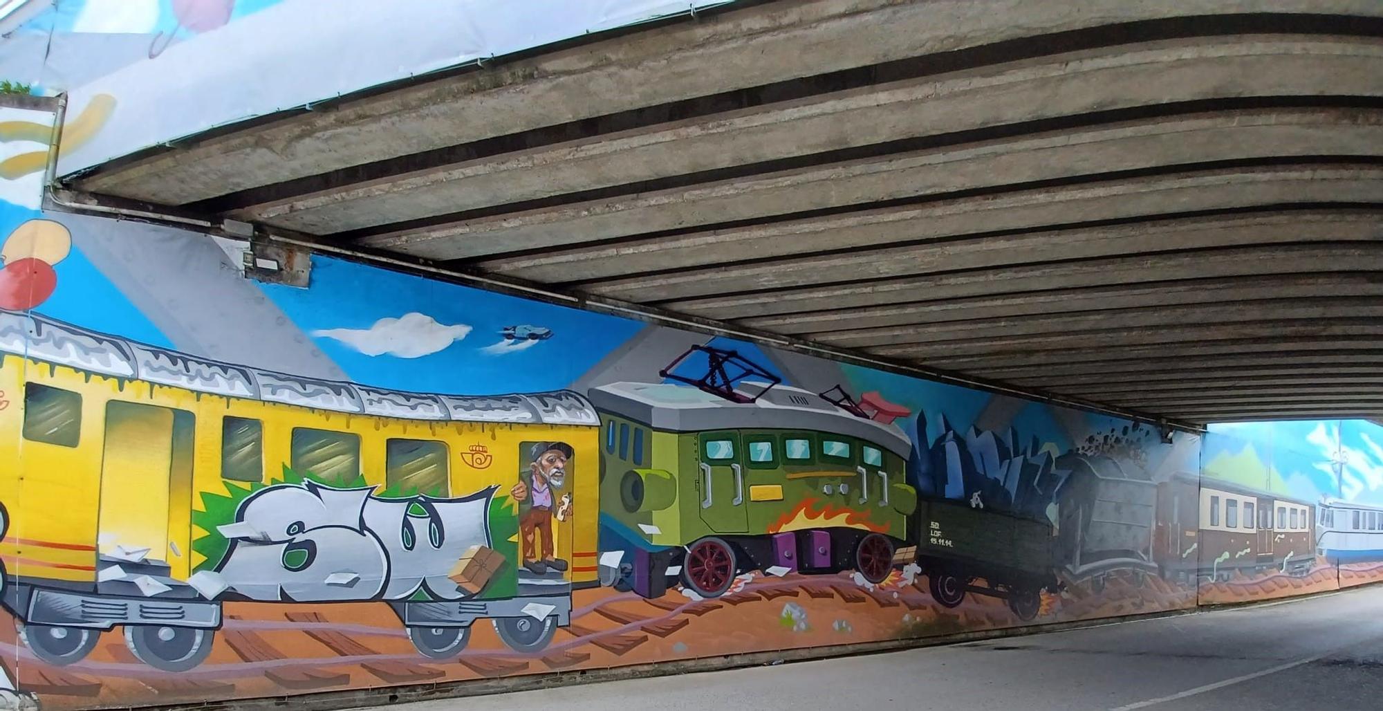 El grafiti más grande de Asturias en lona está en Llanera: así es el mural gigante de la localidad de Villabona