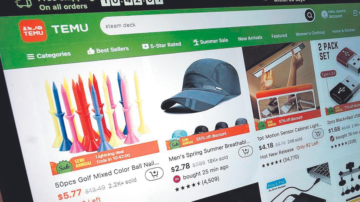 La página web de Temu
