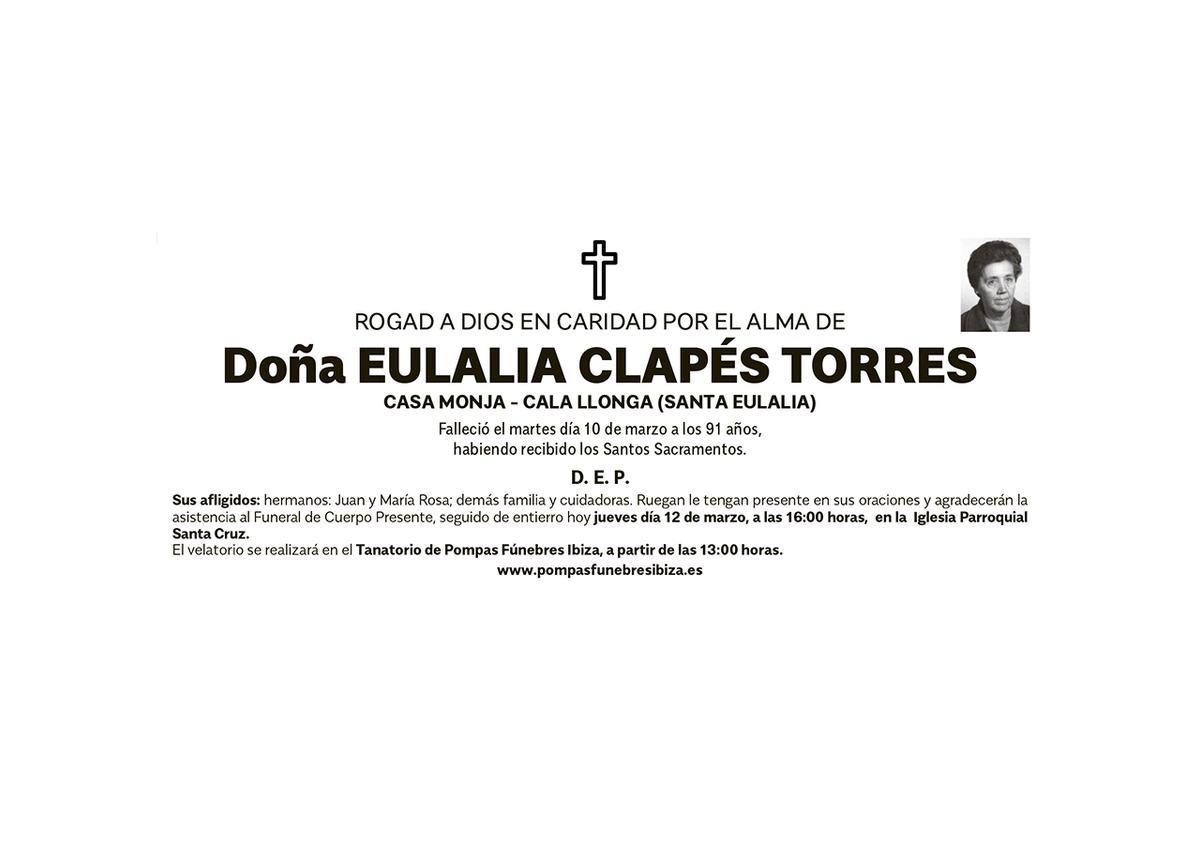 Esquela Eulalia Clapés Torres