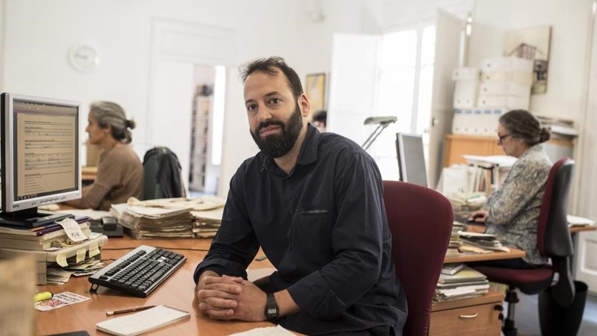 Guillem Perdrix, en la sede de la Federació de Cooperatives de Treball de Catalunya