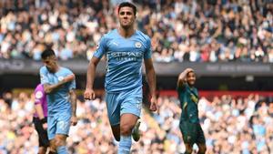 Rodri, celebrando un gol con el City