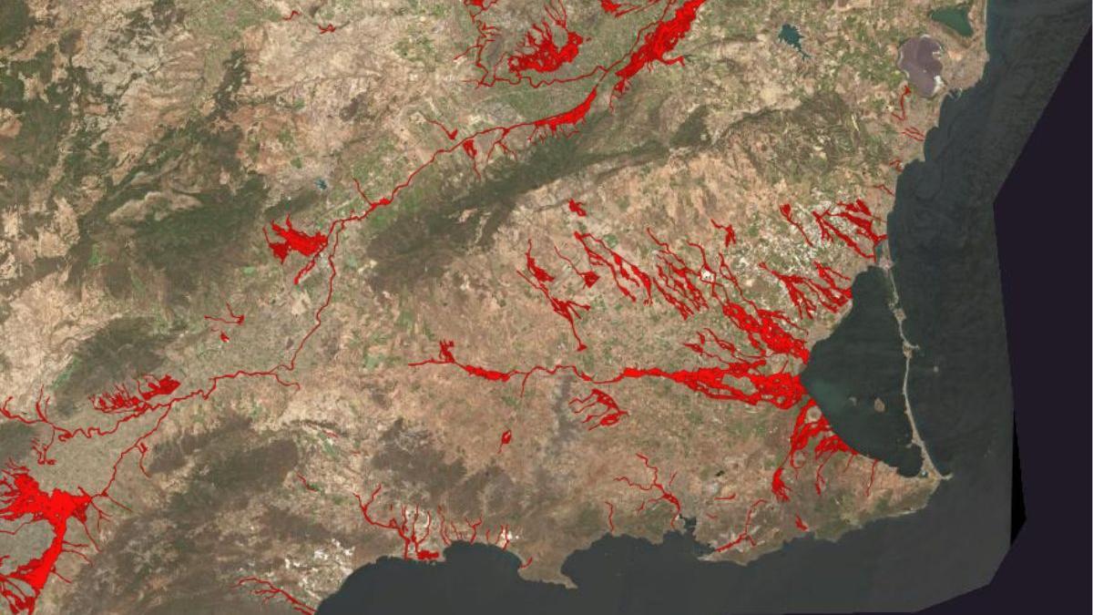 Zonas con riesgo "alto" de inundación en la Región de Murcia