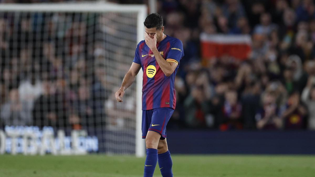 Lewandowski, ahir, al Camp Nou