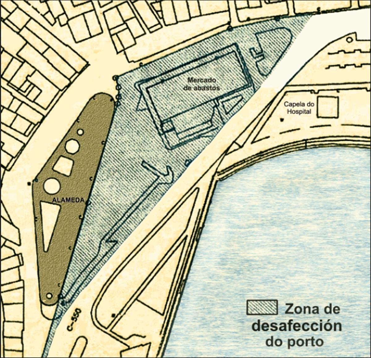 Zona de desafección do porto en Cangas, ano 2024.