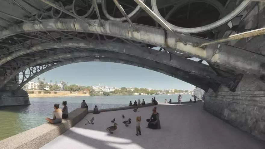 La reforma del Paseo de la O y la calle Betis despegará en 2027: estarán conectados bajo el puente de Triana con árboles, toldos y bancos