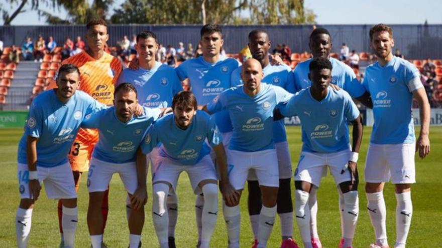 Once del equipo ibicenco que saltó este domingo a jugar en el feudo del Atlético de Madrid B.